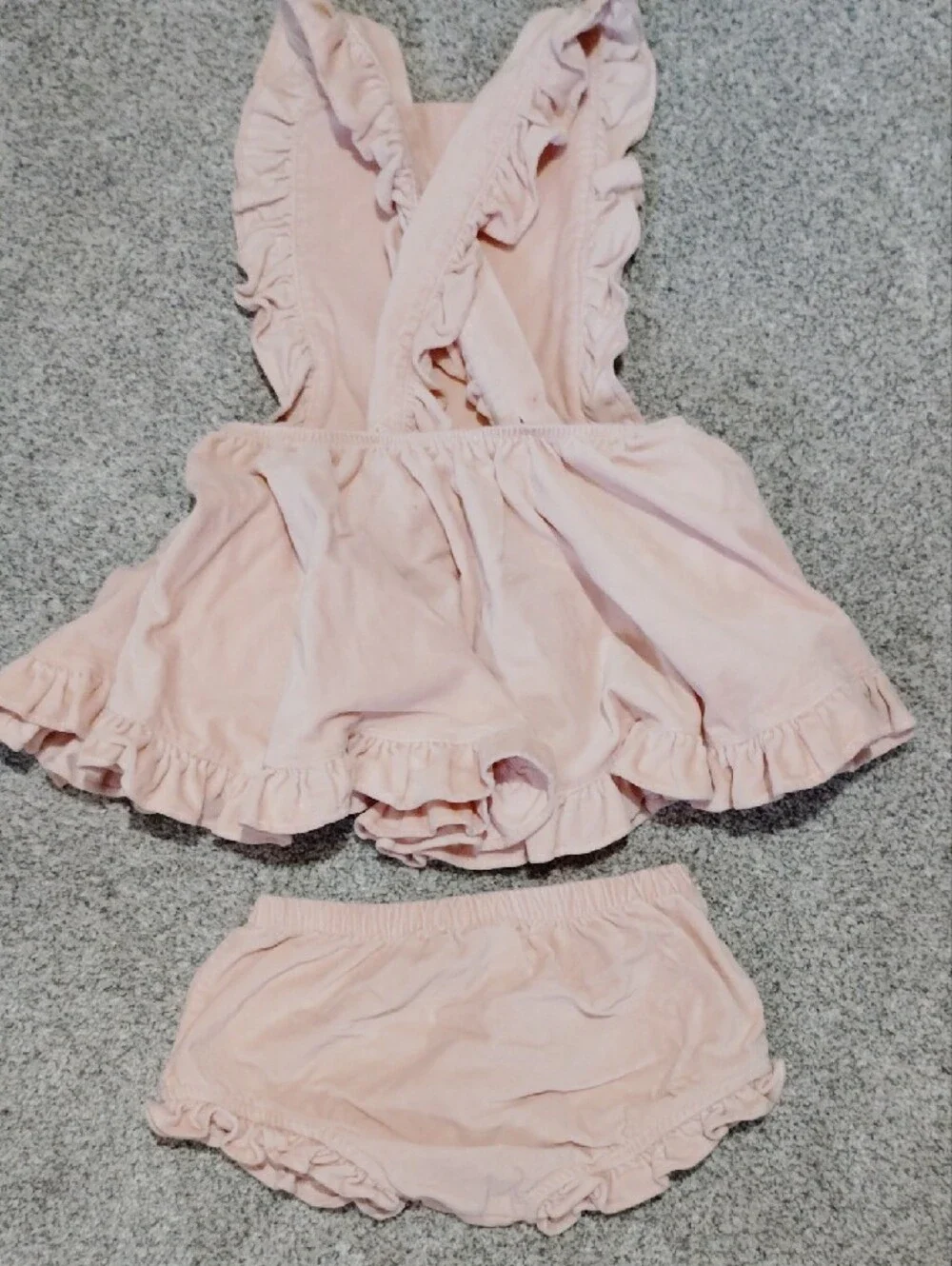Girls Ruffle Pinafore Dress & Bloomers - Pink